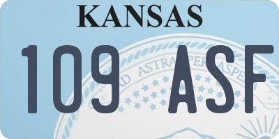 KS license plate 109ASF