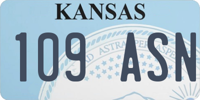 KS license plate 109ASN