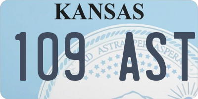 KS license plate 109AST