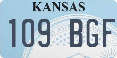 KS license plate 109BGF
