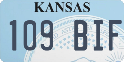 KS license plate 109BIF