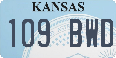 KS license plate 109BWD