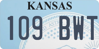 KS license plate 109BWT