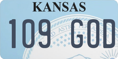 KS license plate 109GOD