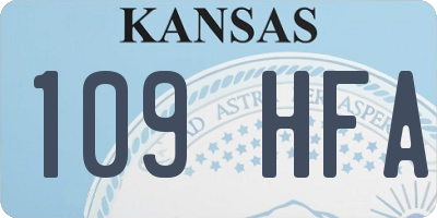 KS license plate 109HFA