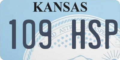 KS license plate 109HSP