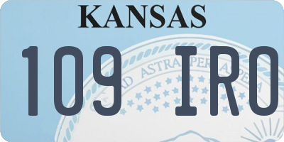 KS license plate 109IRO