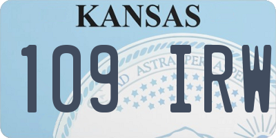 KS license plate 109IRW