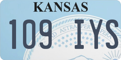 KS license plate 109IYS