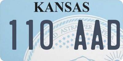KS license plate 110AAD
