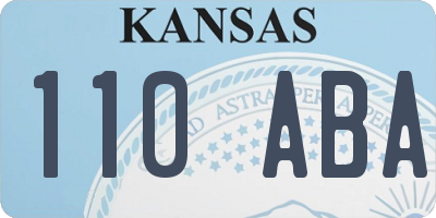 KS license plate 110ABA