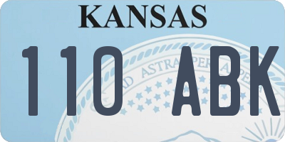 KS license plate 110ABK