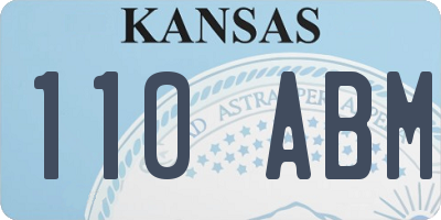 KS license plate 110ABM