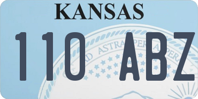 KS license plate 110ABZ