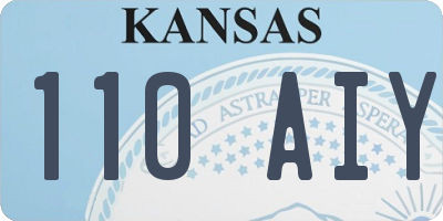 KS license plate 110AIY