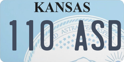 KS license plate 110ASD