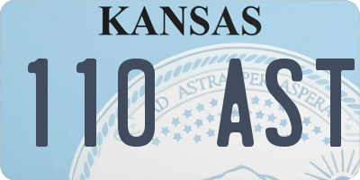 KS license plate 110AST