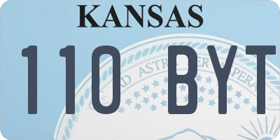 KS license plate 110BYT