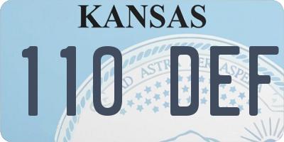 KS license plate 110DEF