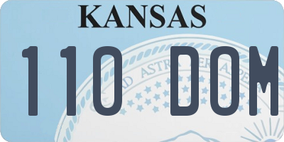 KS license plate 110DOM