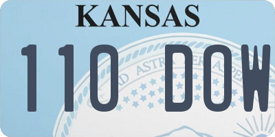 KS license plate 110DOW