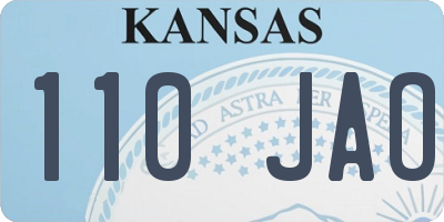 KS license plate 110JAO