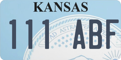 KS license plate 111ABF