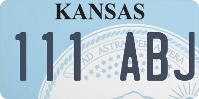 KS license plate 111ABJ