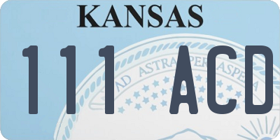 KS license plate 111ACD