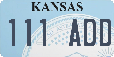 KS license plate 111ADD