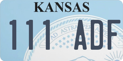 KS license plate 111ADF