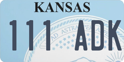 KS license plate 111ADK