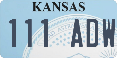 KS license plate 111ADW