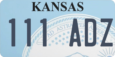 KS license plate 111ADZ