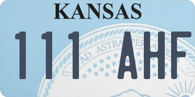 KS license plate 111AHF