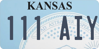 KS license plate 111AIY
