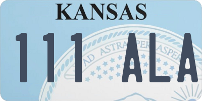 KS license plate 111ALA