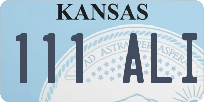 KS license plate 111ALI