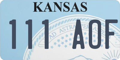 KS license plate 111AOF