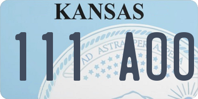 KS license plate 111AOO