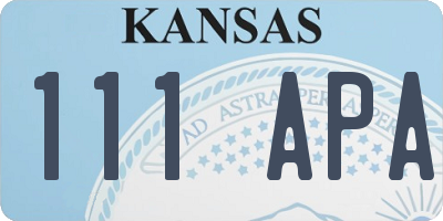 KS license plate 111APA