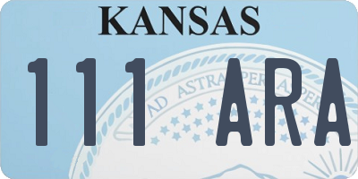 KS license plate 111ARA