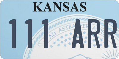 KS license plate 111ARR