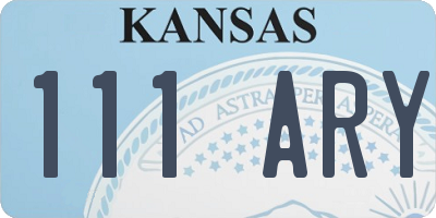 KS license plate 111ARY