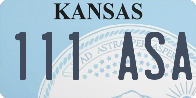 KS license plate 111ASA