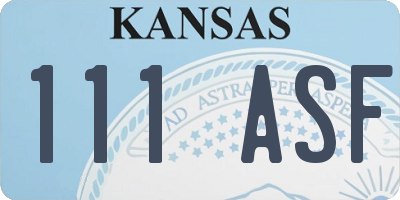 KS license plate 111ASF