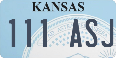 KS license plate 111ASJ