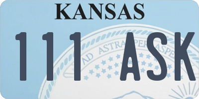 KS license plate 111ASK