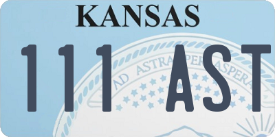 KS license plate 111AST