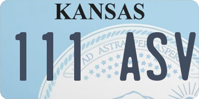 KS license plate 111ASV
